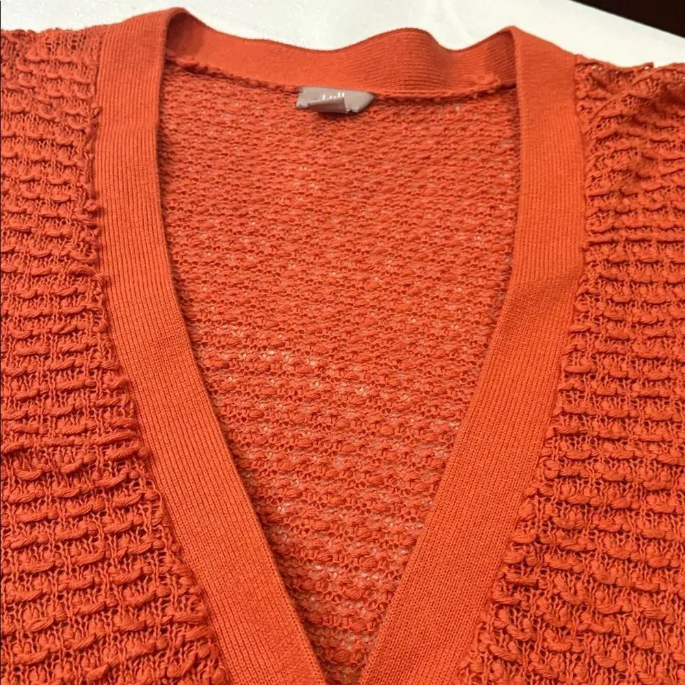 J. Jill Orange Knit Button Up Cardigan Cotton/Wool Size XL - Picture 3 of 6